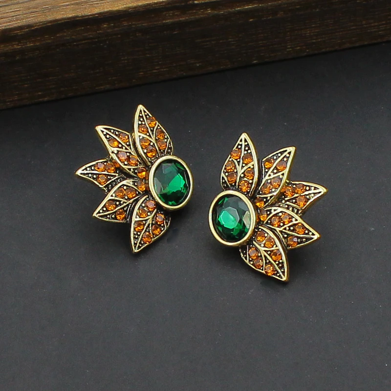 锌合金耳饰 复古气质花朵设计欧美时尚耳环高级感镶嵌耳钉女 293