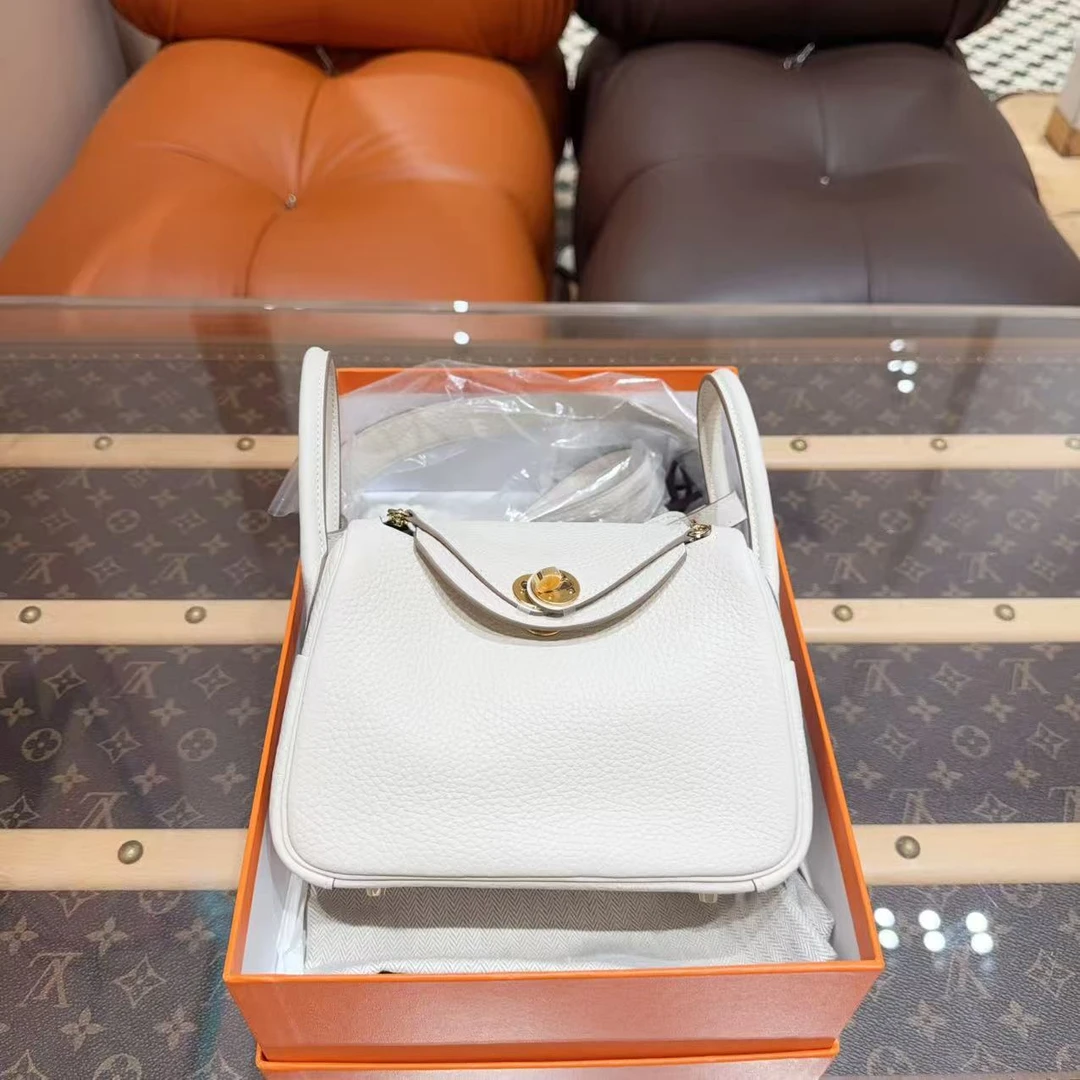 未使用 Hermes/爱马仕 【定金链接】Minilindy 奶昔白金扣 TC皮K刻！