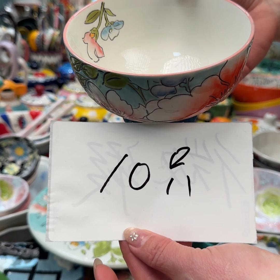 瓷片爱沙5英寸高脚饭碗10只