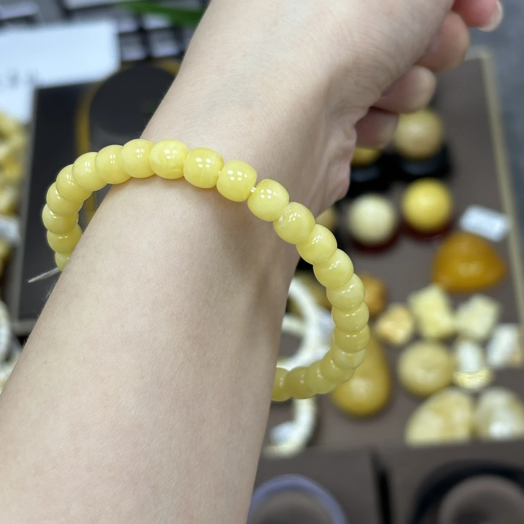 7.0mm微微瑕手串· 小妖珠宝天然原矿琥珀蜜蜡