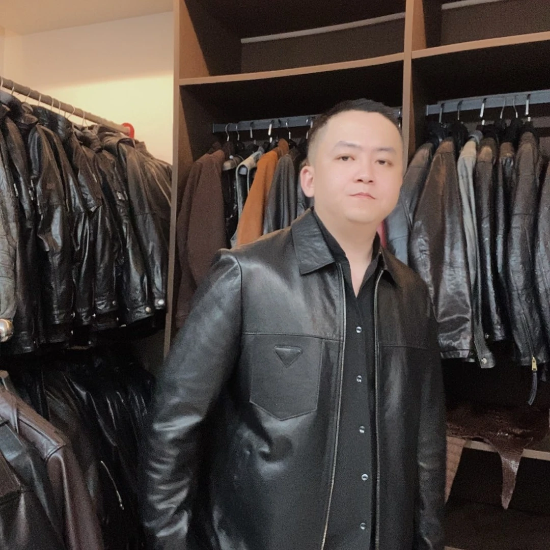 翻领小牛皮真皮皮衣夹克