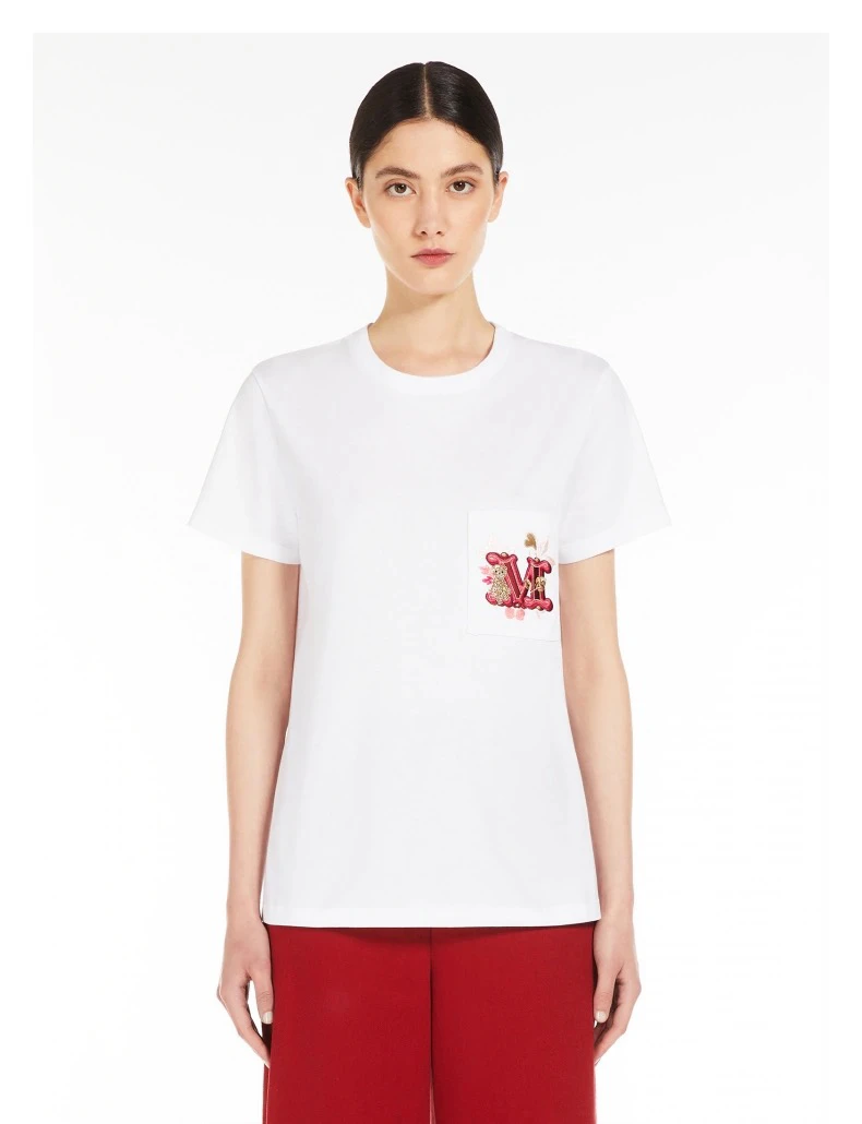 全新未使用 MaxMara 官网3500元25早春新品Nunzio白色棉质圆领T恤