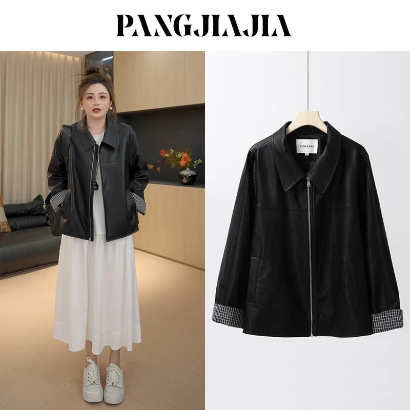 【胖佳佳】现货~老友记 哑光软皮衣外套秋季新款气质百搭H625T12320