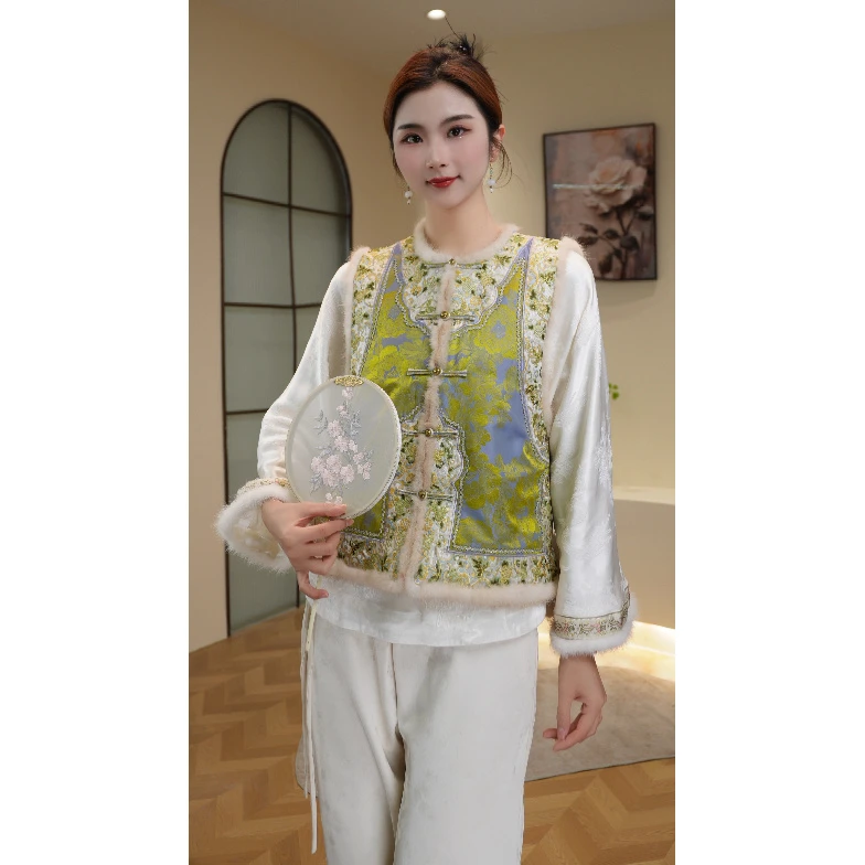 【绿野仙踪】重磅刺绣国风冬款加厚双面双穿马甲2024B2132-伊伊