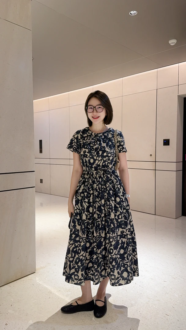 072 & RICE【麦诗短袖版】100纯棉 夏季水墨晕染连衣裙 A-32MU0935