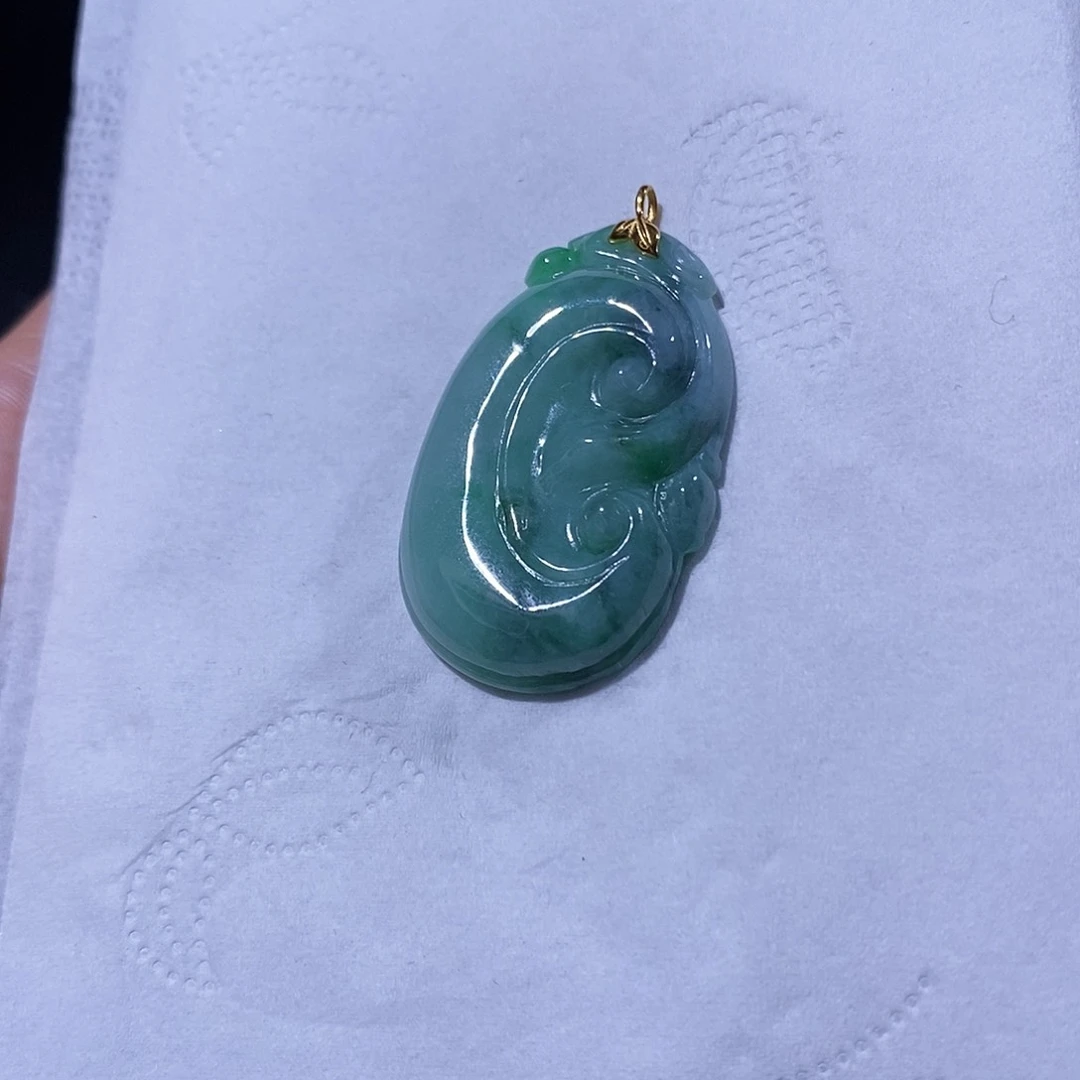 翡翠吊坠(不含链)18K金镶嵌