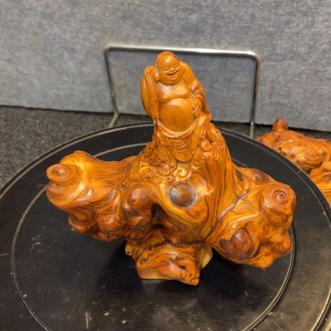 柏木（崖柏）太行精品陈化虎皮天眼弥勒佛摆件
