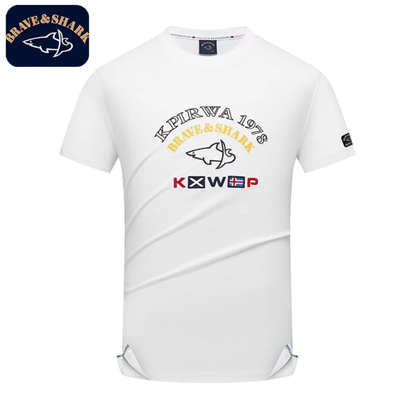 【官方正品】BRAVE&SHARK/勇士鲨鱼短袖T恤男圆领刺绣休闲半袖透气