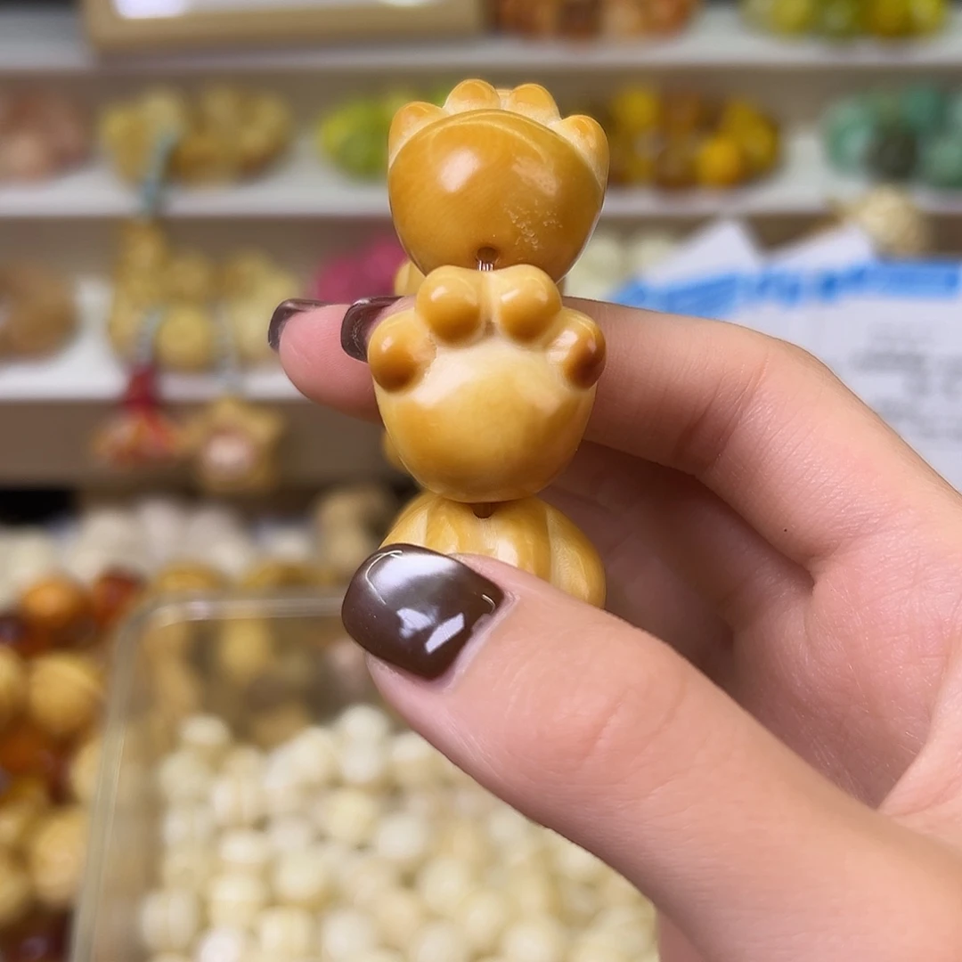 菩提根/象牙果手串水**贝瑕疵炭烤猫爪10颗