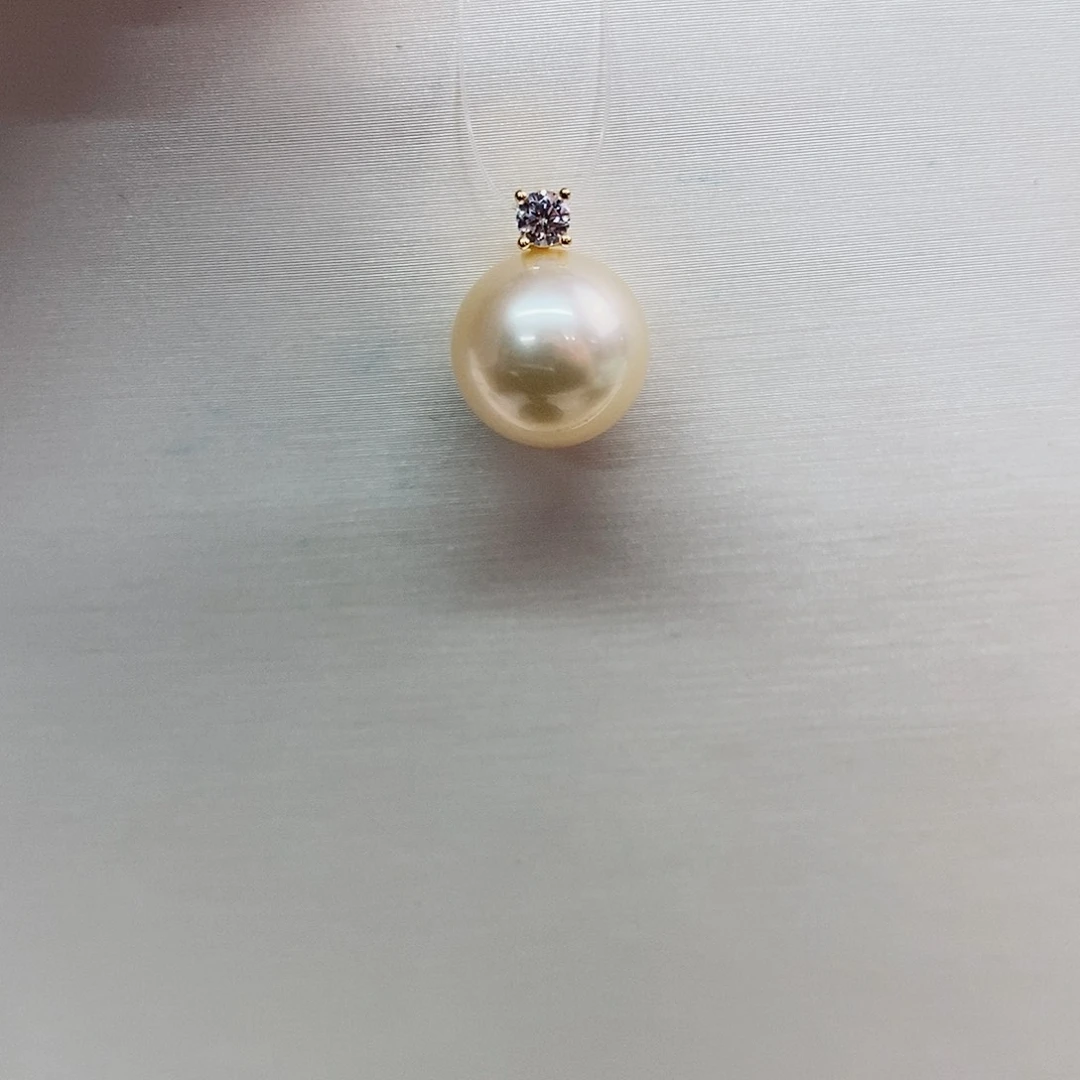 吊坠(不含链)银S925镶嵌海水珍珠11-12