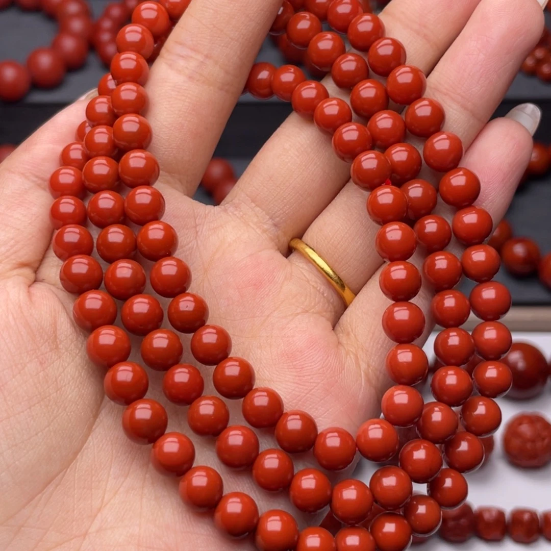 南红玛瑙未镶嵌手串Y7mm收藏满肉偏锦红108