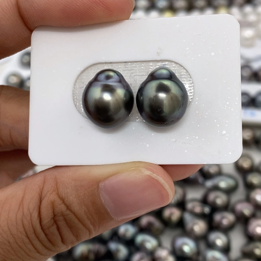 裸珠海水珍珠大溪地巴洛克对珠11.3-11.6m