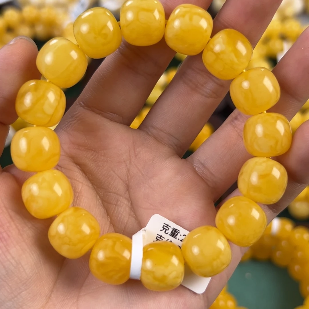 琥珀未镶嵌手链27.91g焦皮同料老型14mm ff