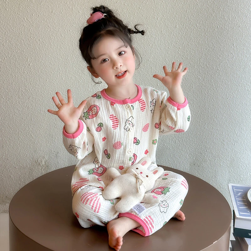 女童睡衣春秋纯棉夏季长袖薄款空调服宝宝女孩儿童夏天家居服套装