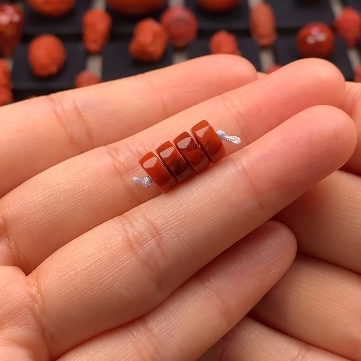 南红玛瑙未镶嵌火焰纹药片隔片8×3.2