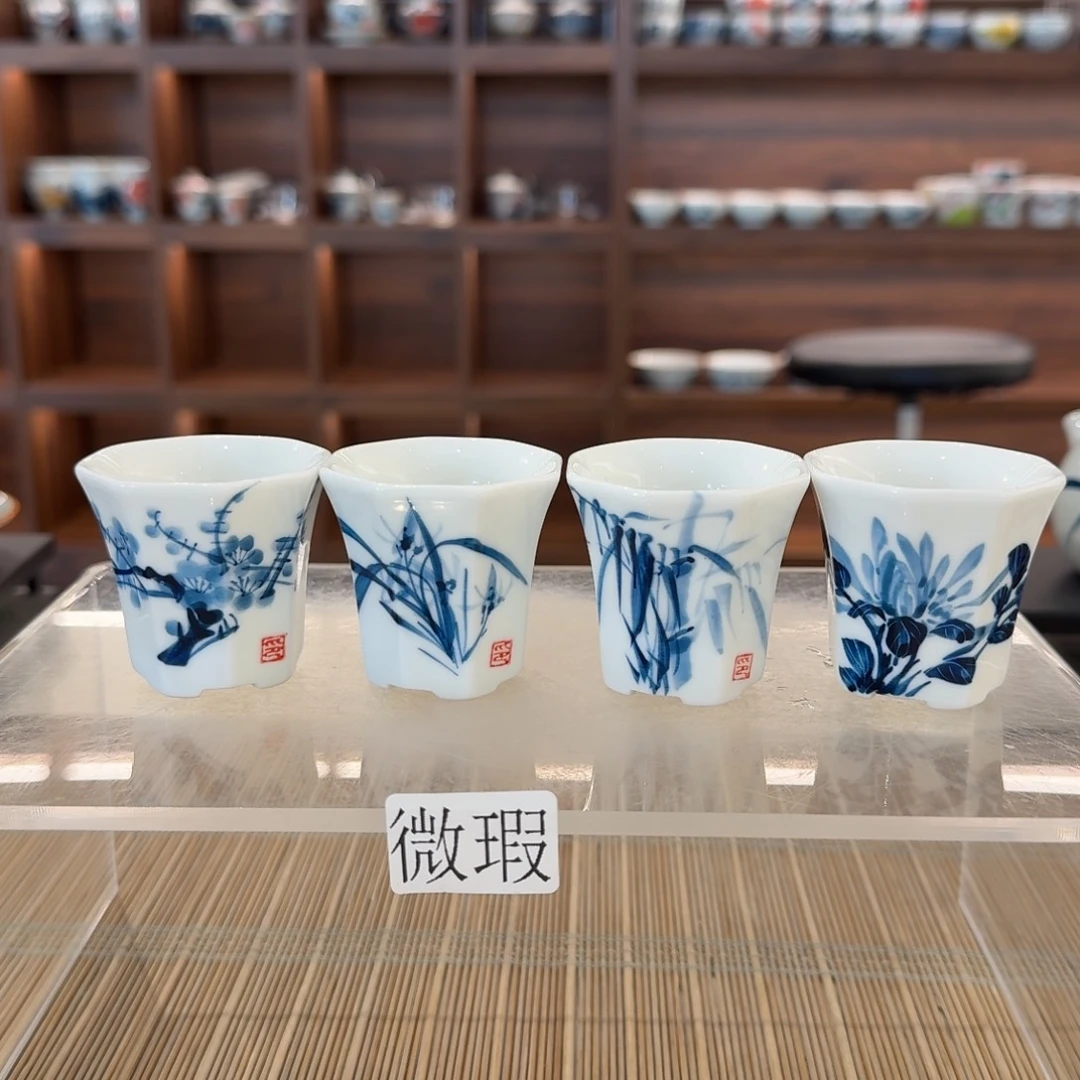 釉下手绘茶具微瑕