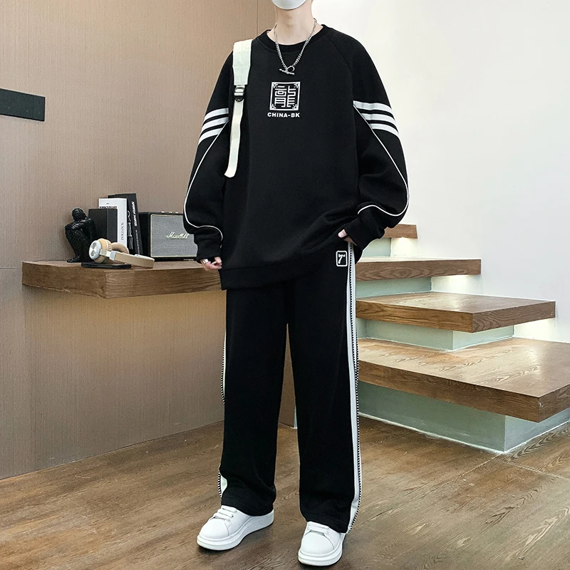 青少年运动套装男秋季新款国风长袖卫衣高中学生潮流休闲搭配一套