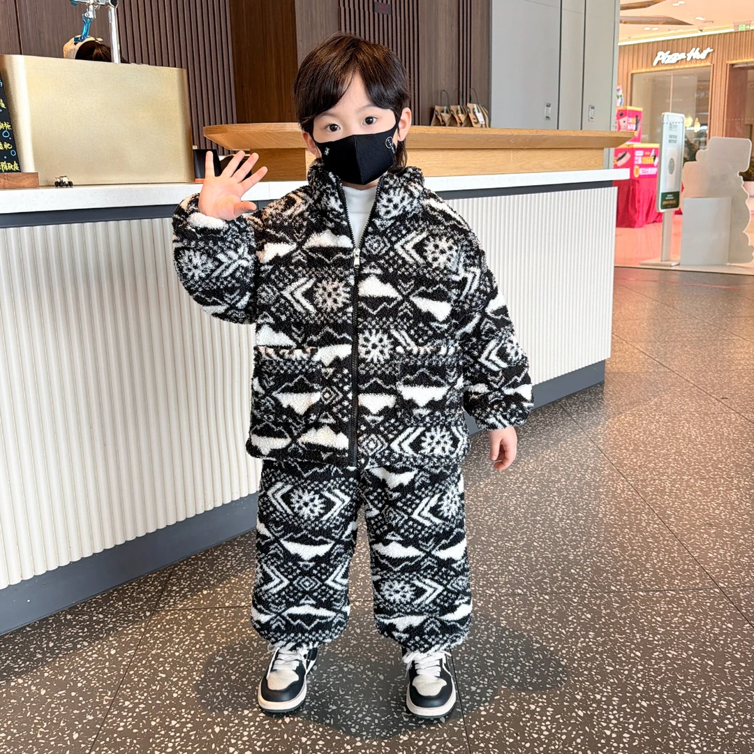 儿童睡衣男童珊瑚绒2025秋冬季男宝宝法兰绒小童夹棉加厚款家居服