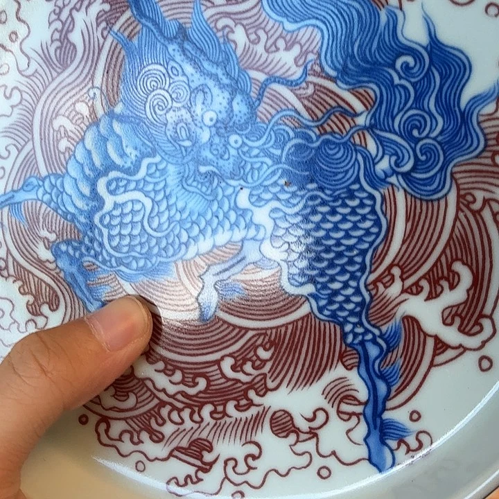 瓷片景德镇麒麟踏浪大壶承