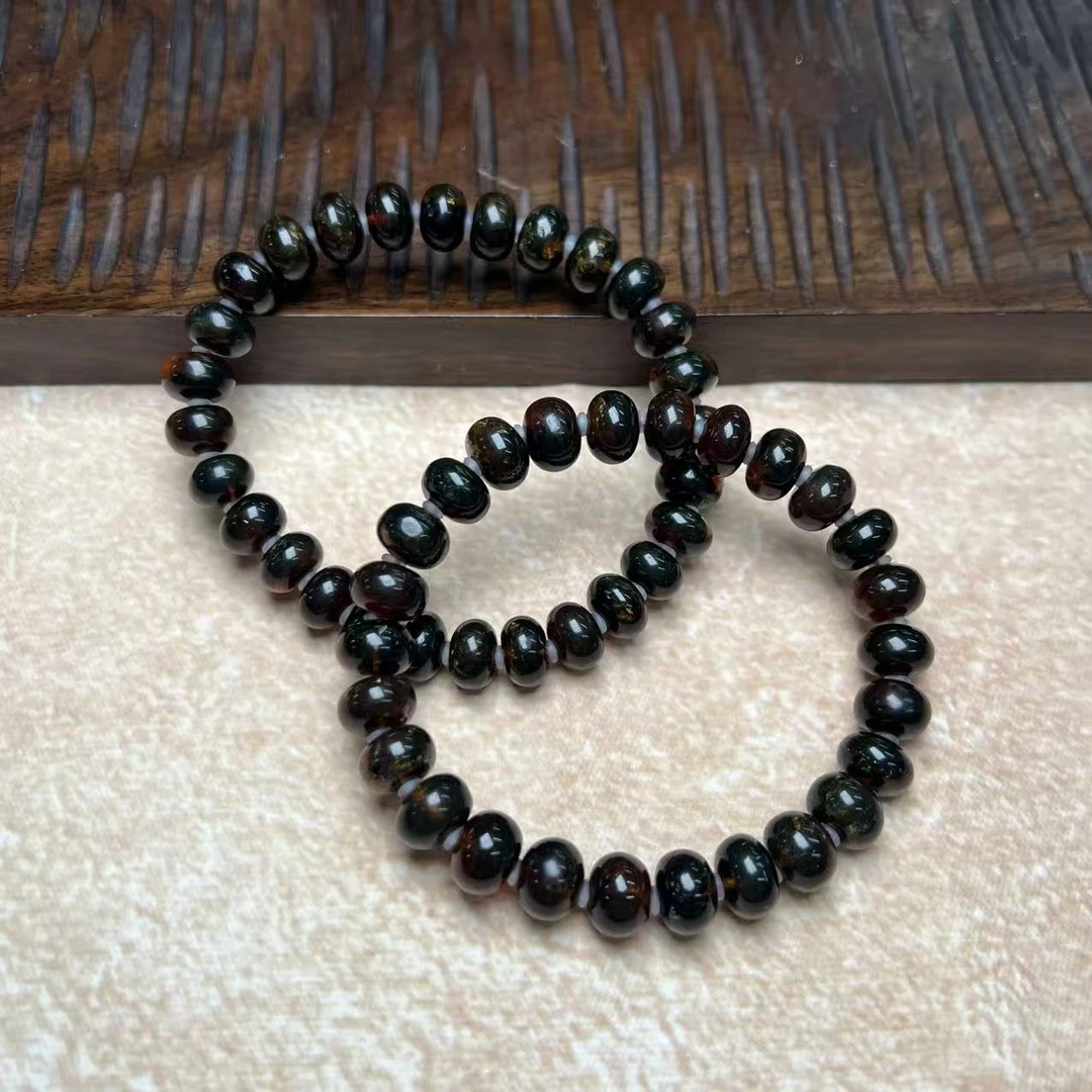 天然抚顺琥珀手串馆藏级-真正含有紫杉醇琥珀B166H-471多样性9mm