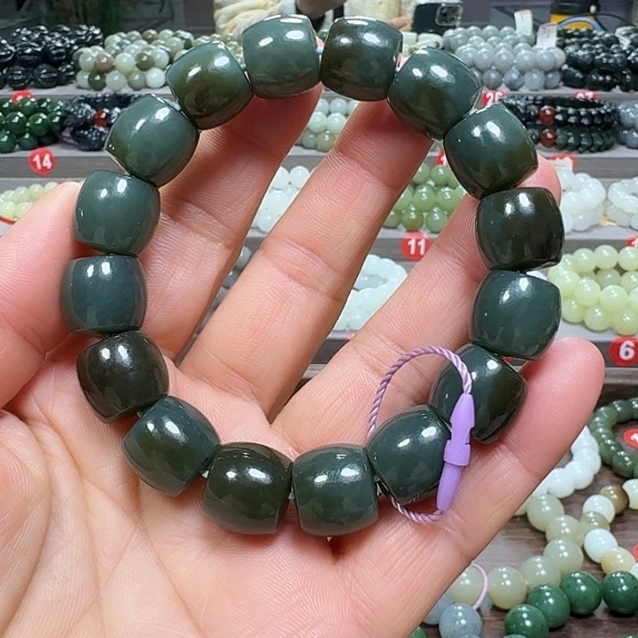 未镶嵌手链和田玉新疆且末蓝直切卡14