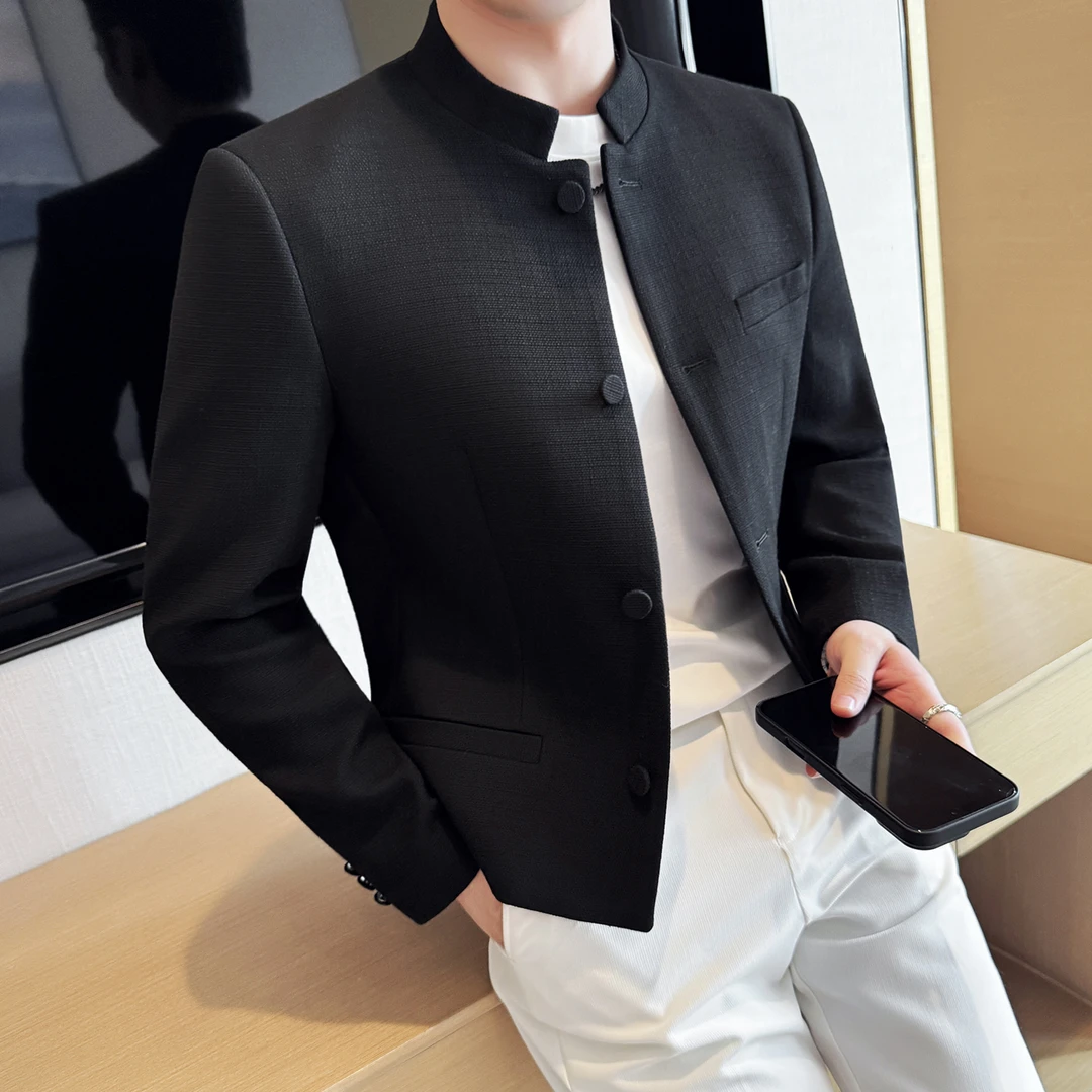 新中式小香风夹克外套男款麻棉质感小西装轻奢高级感秋季男士外衣