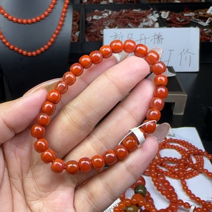 未镶嵌手链南红玛瑙天然瓦西牛血红6mm