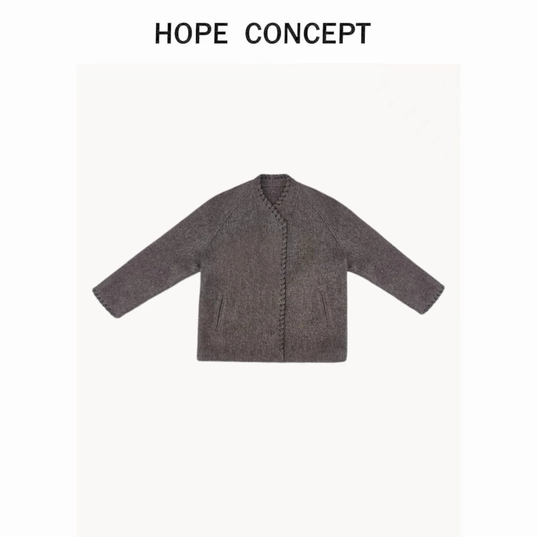 24230#HOPECONCEPT时髦诗人穿搭企划 定制骆驼绒知识分子风大衣