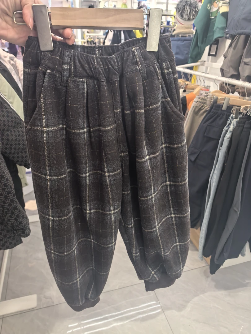 男童 衣萌酷1686格子一体加绒裤（中童）