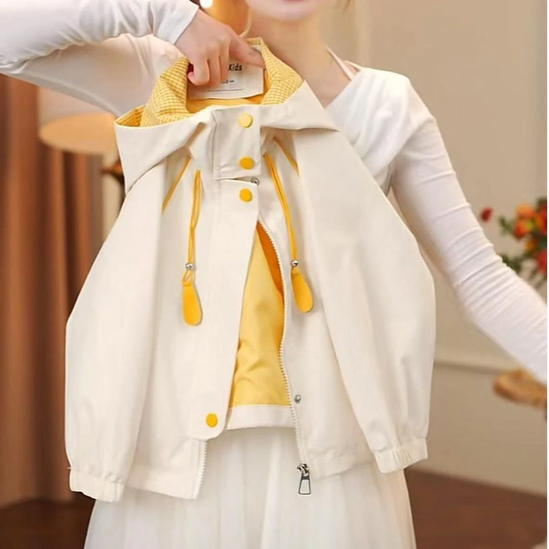 女童春秋新款连帽外套洋气男女宝宝户外冲锋衣夹克衫拉链外套