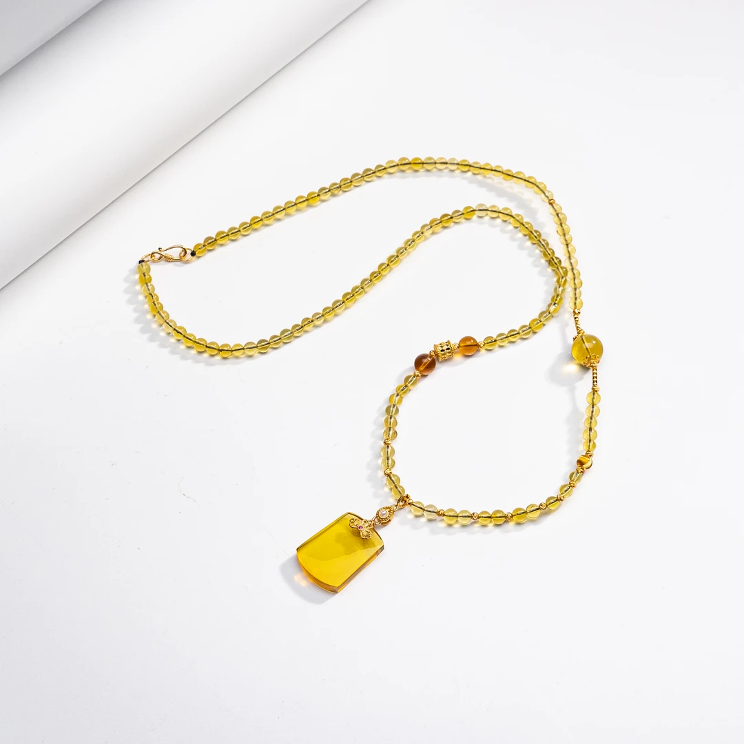 3A净水蓝珀无事牌吊坠（送链子）SDTP5302（多样性发其一）