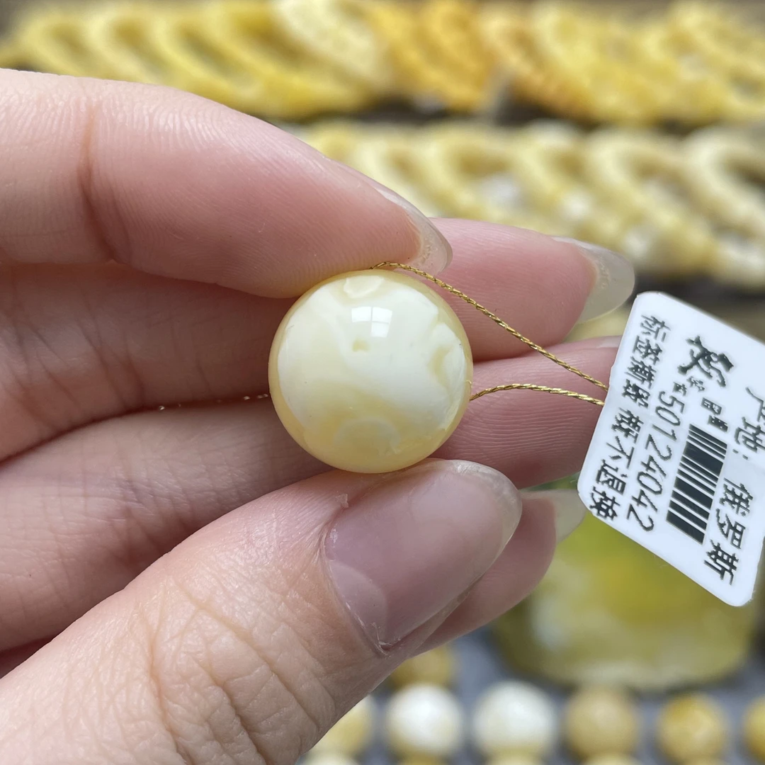 段掌柜臻选｜天然原矿蜜蜡金妖白花圆珠15.1mm