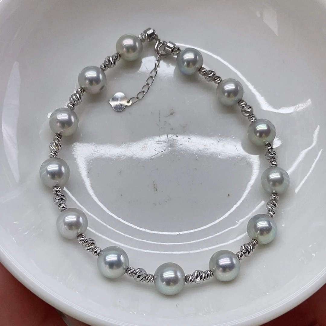 手链18K金镶嵌海水珍珠