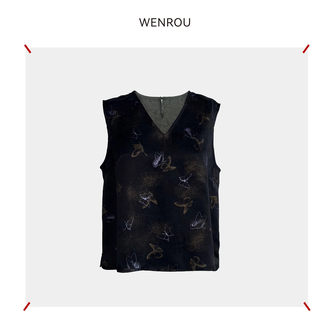 温柔自知  蝴蝶 香云纱 马甲 BX02011