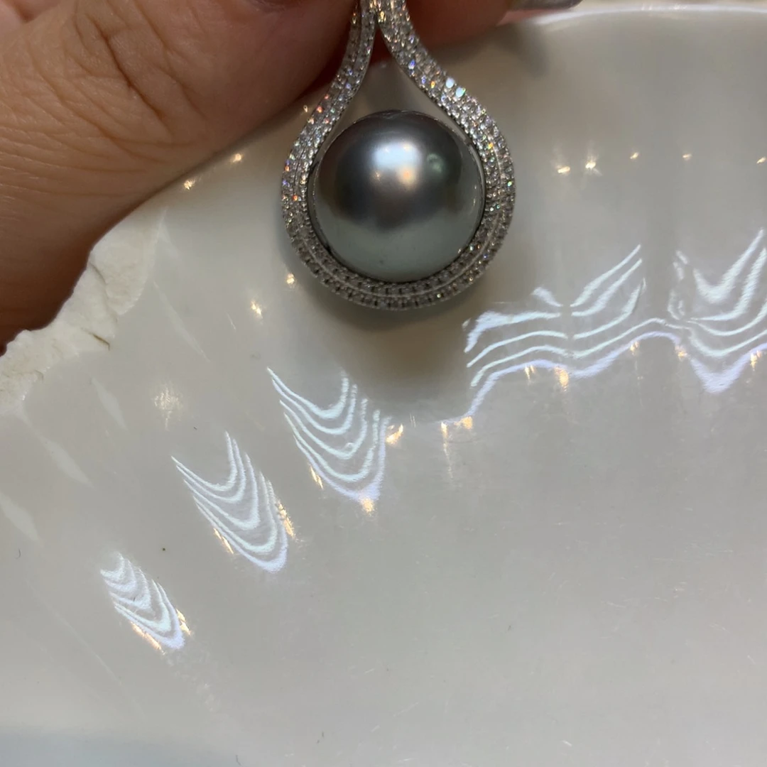 海水珍珠银S925镶嵌颈饰