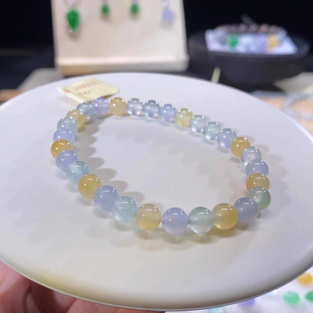 翡翠未镶嵌手串糖果色手串卡6+