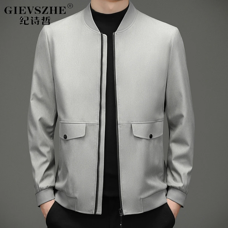 纪诗哲棒球领新款男士夹克衫2025春秋季中年时尚休闲拉链运动外套