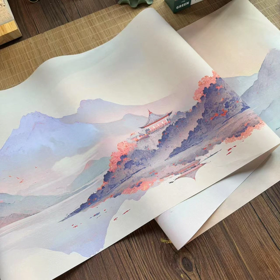 静德斋微喷古风【绢布款-扶摇长卷】小楷行草书半生半熟作品绢布