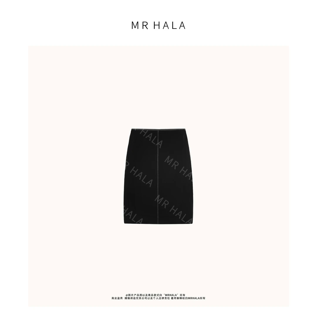 MRHALA 皎空垂坠真丝丝绒合缝半裙女LQ41133
