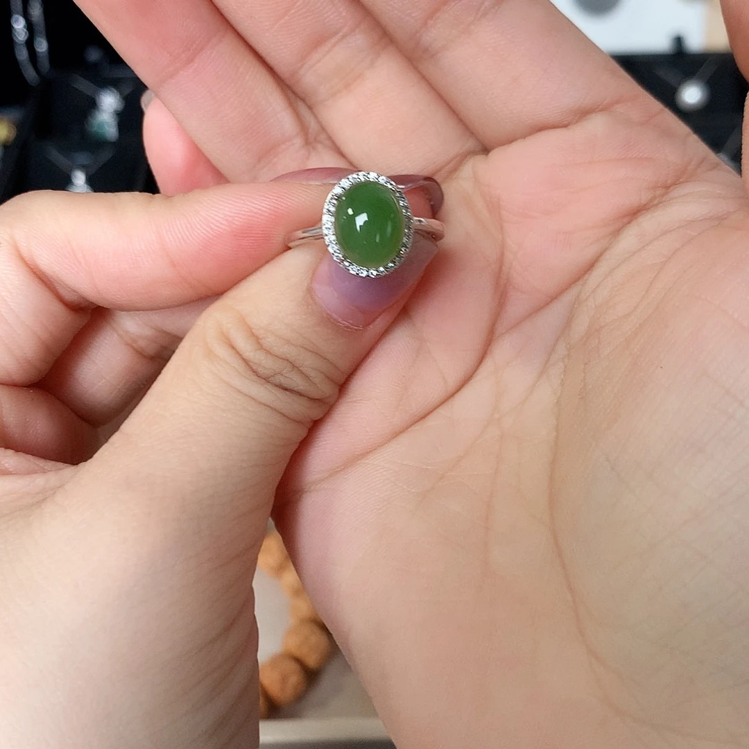 y***&和田玉（碧玉）戒指未镶嵌戒指