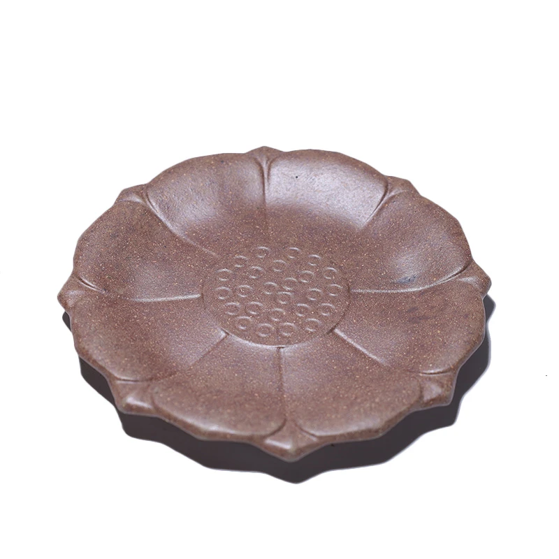 大吉羊柴烧 宜兴紫砂雕塑摆件茶宠 原矿本山绿泥莲花杯垫