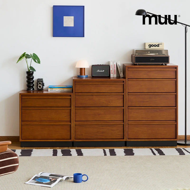 【骨骼线斗柜】MUU实木三四五中古复古斗柜卧室靠墙储物柜客厅抽屉