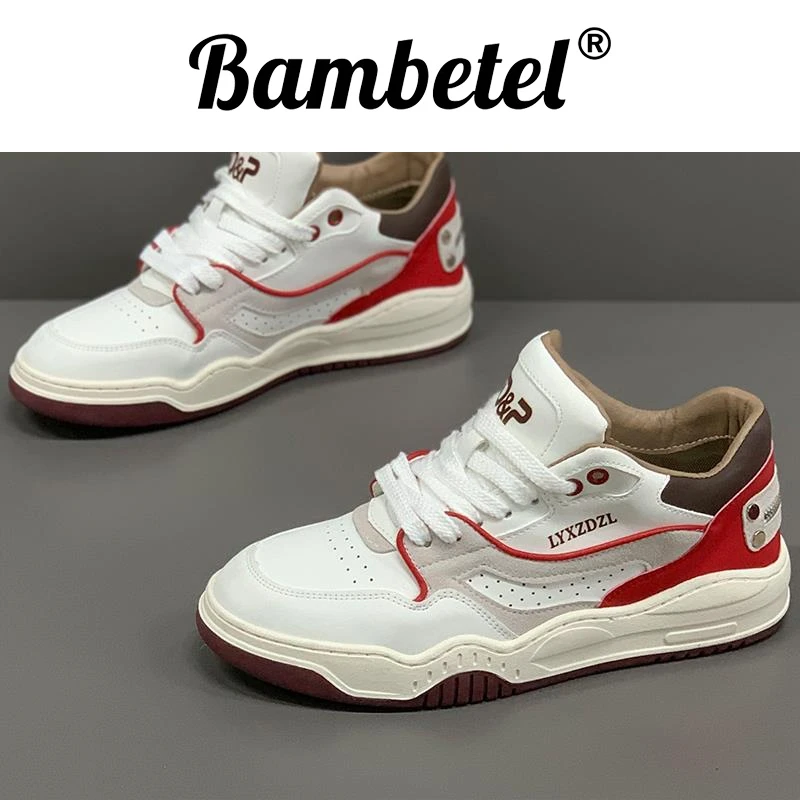 Bambetel时尚休闲鞋运动板鞋男新款秋季皮面保暖百搭休闲鞋耐鞋子