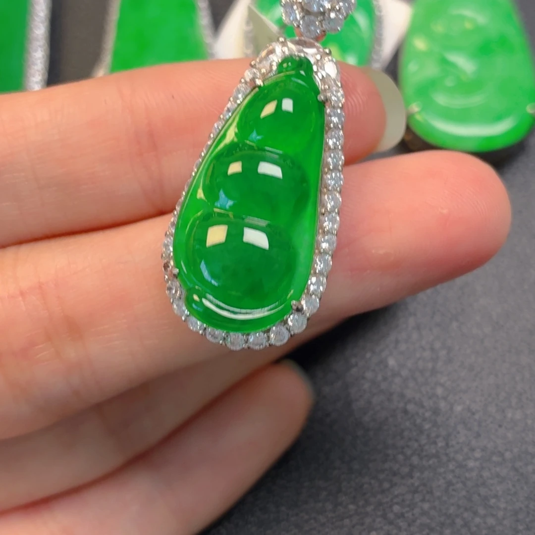 翡翠银S925镶嵌吊坠(不含链)