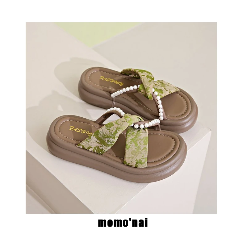momo'nai 凉拖鞋女夏季外穿2024年新款配裙子仙女鞋厚底休闲沙滩