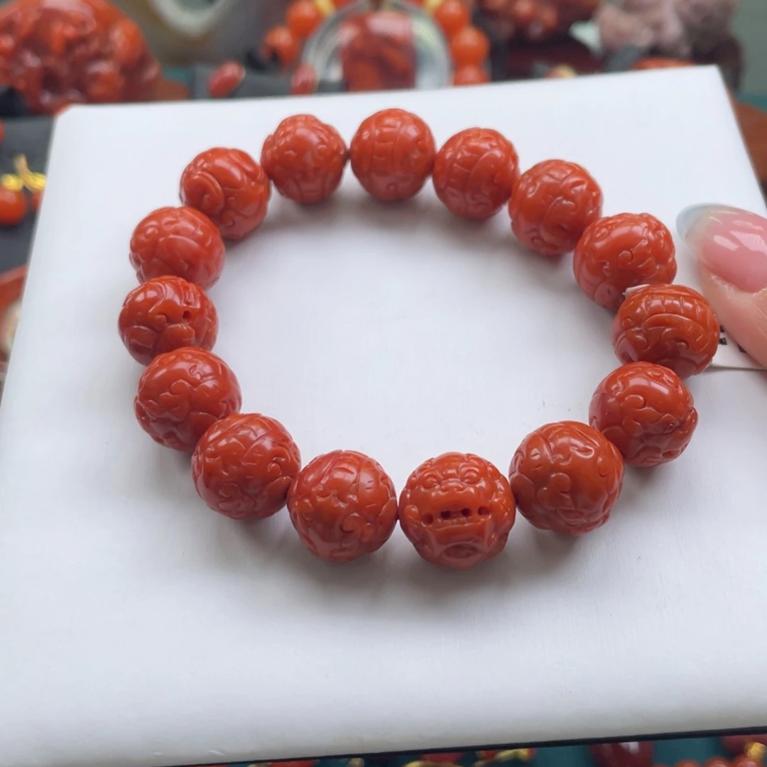 南红玛瑙未镶嵌保山南红貔貅单圈13+mm
