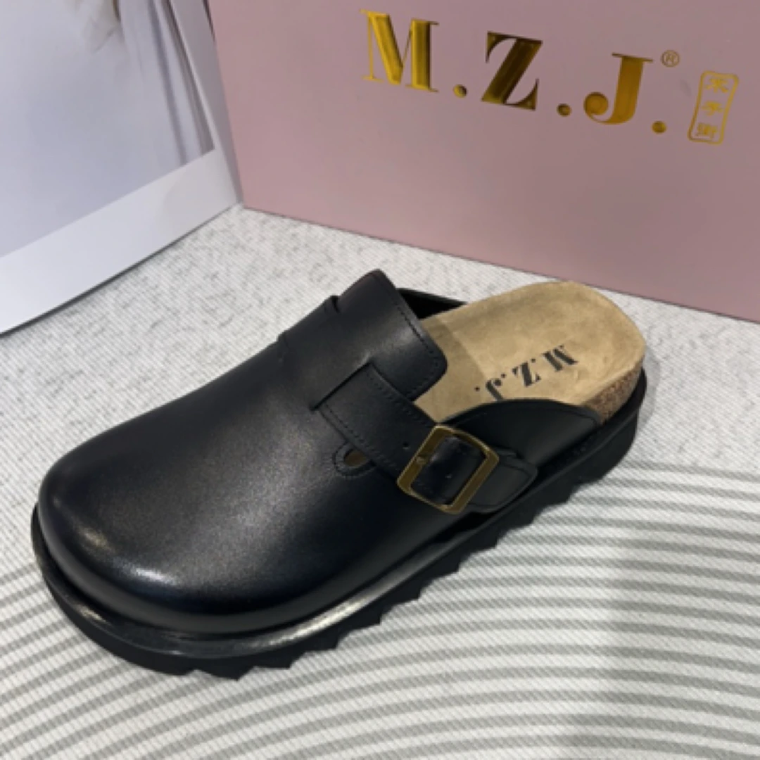 女士包头厚底复古法式半拖舒适休闲外穿拖鞋