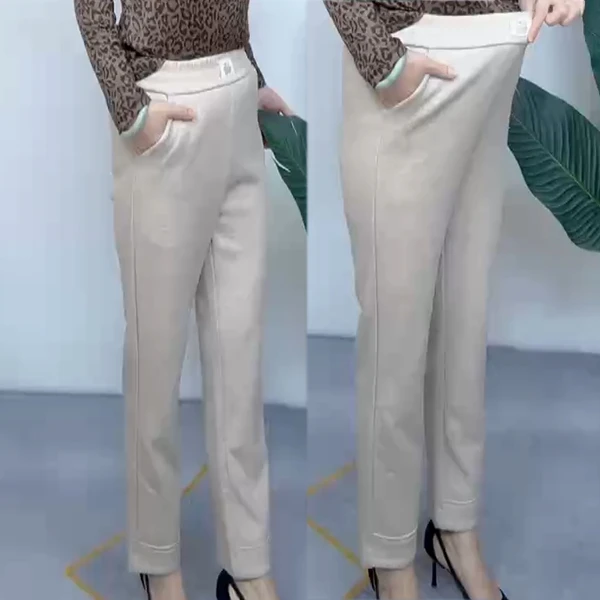 2025春款新款高弹力网红休闲百搭修身显瘦妈妈装9分裤小脚裤女064