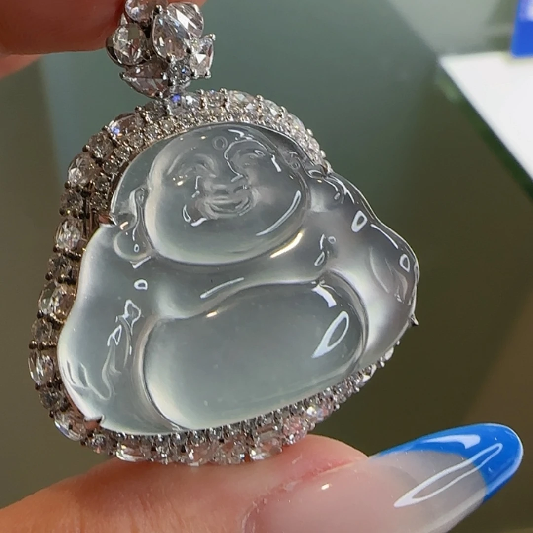 翡翠18K金镶嵌颈饰天然翡翠