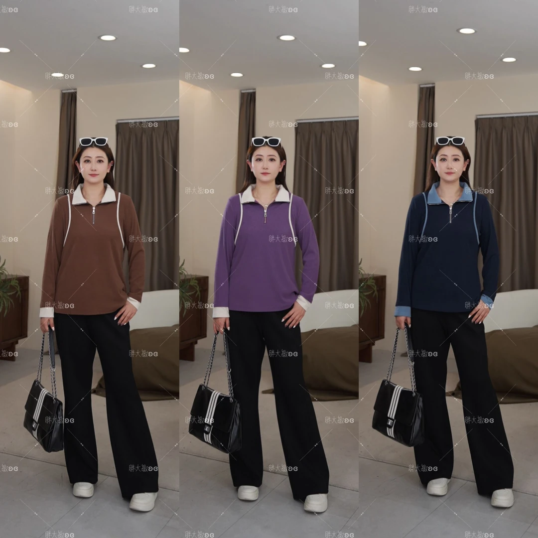 【秋冬上新】PDM22599秋冬新款翻领显瘦高级大码女装上衣